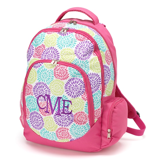 Monogrammed backpack for girls, personalized big backpack, Bloom ...