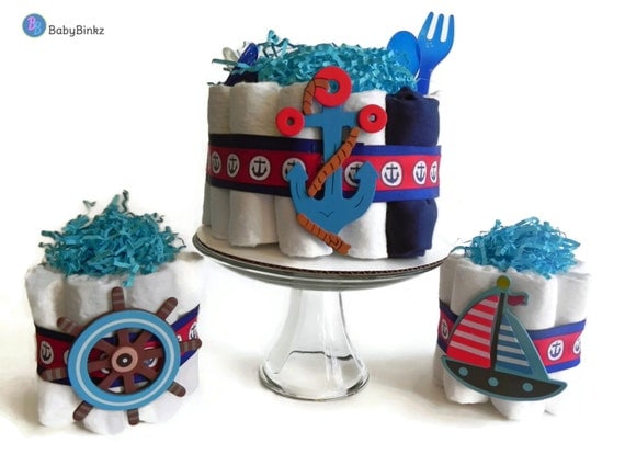 Diaper Cake Party Pack - Nautical Anchor, Sailboat &amp; Boat Steer - baby 