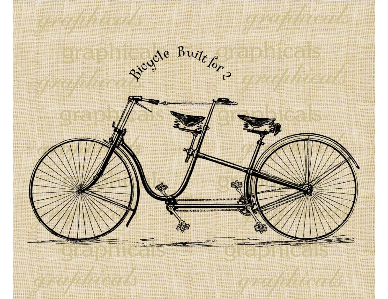 Vintage bicycle built for two Instant digital download image