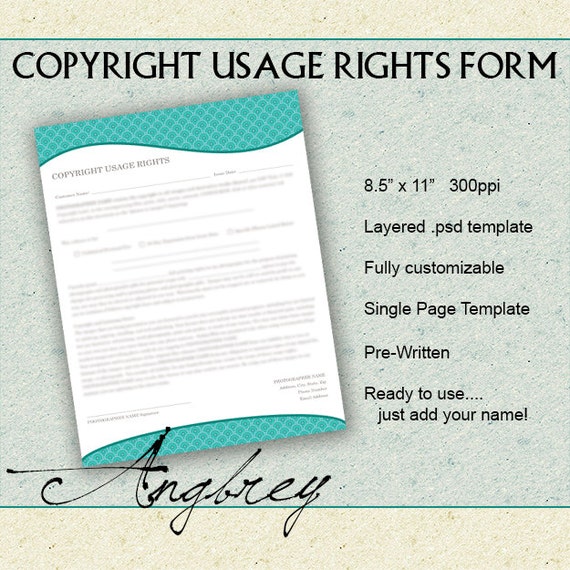 Copyright Usage Rights Form for Photographers Print Release