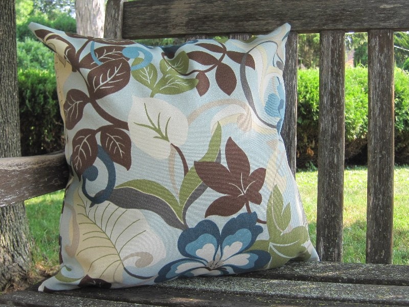 Outdoor Pillows Brown Blue Green Brown OUTDOOR by FineFreshDesign