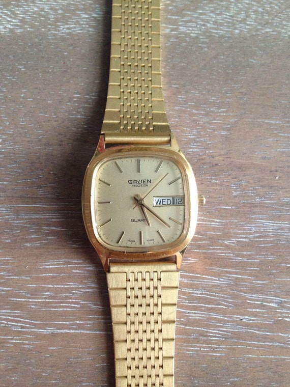Items similar to Vintage Gruen Precision Quartz Watch Gold Tone on Etsy