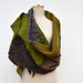 fairy patchwork shawl, felt, fleece in few shades of olive green beige brown, asymmetrical unique OOAK,soft wool felt cappucino handmade 108