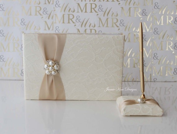 Wedding Guest Book and Pen Custom Made to Order by jamiekimdesigns