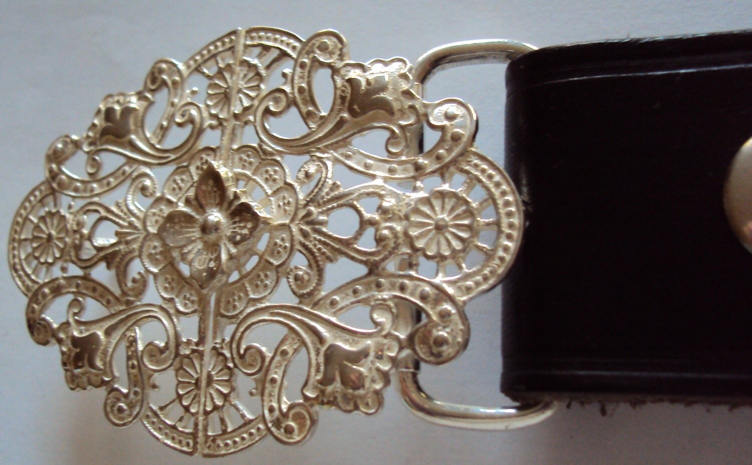 Sterling Silver Victorian Style Womens Belt Buckle with
