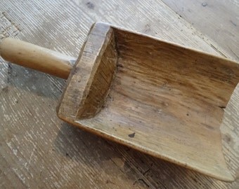 Primitive Hand Carved Wood Grain Scoop