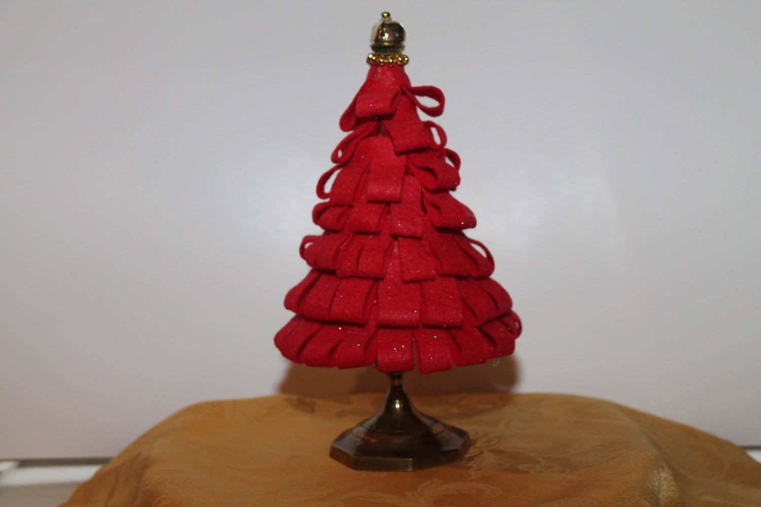 Red Glittery Felt Tree. Short Full..Up Cycled Base.. Country Home..Home Decor..Holiday Centerpiece..Christmas Home Decor ..Up Cycled Item