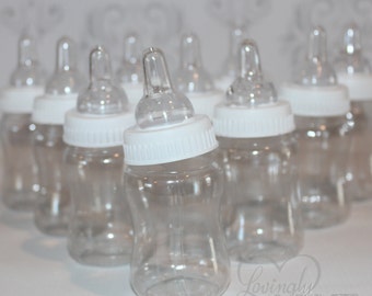 DIY Plain Baby Shower Favor Bottles - White Top - 1 Dozen