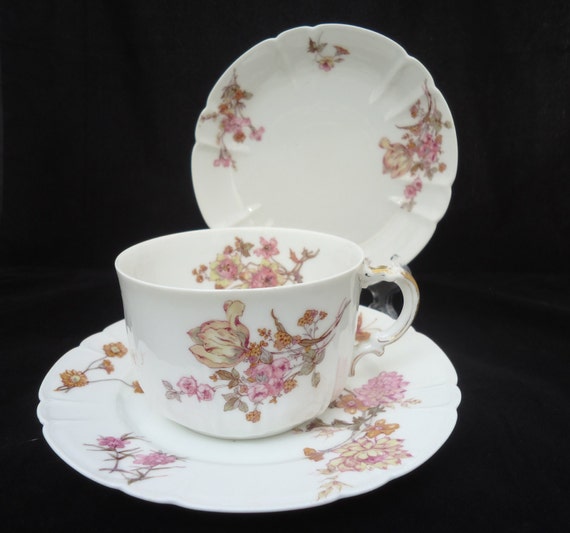 Antique French Bone China Haviland & Limoges Teacup Saucer