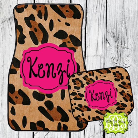 Car Mats Animal Print Leopard Personalized Monogrammed Floor