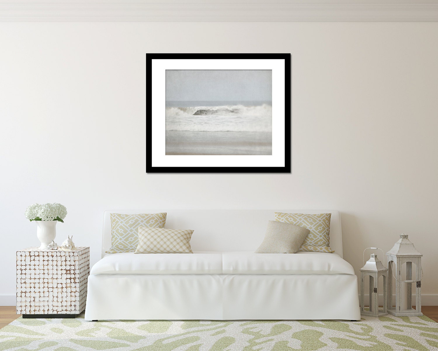 Grey Photography White Wall Decor Ocean Photograph Wave