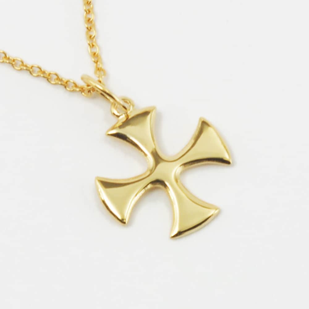 Solid 14K Gold Maltese Cross Necklace
