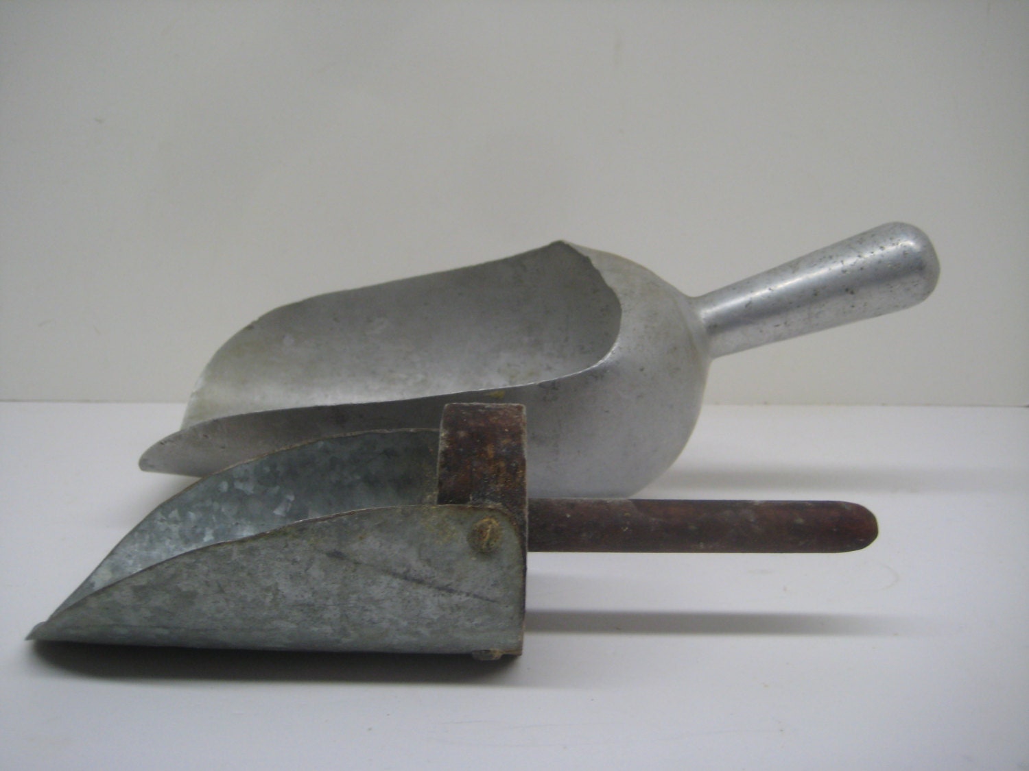 Vintage Set of 2 Grain Scoops // Primitive // Large by MyBarn