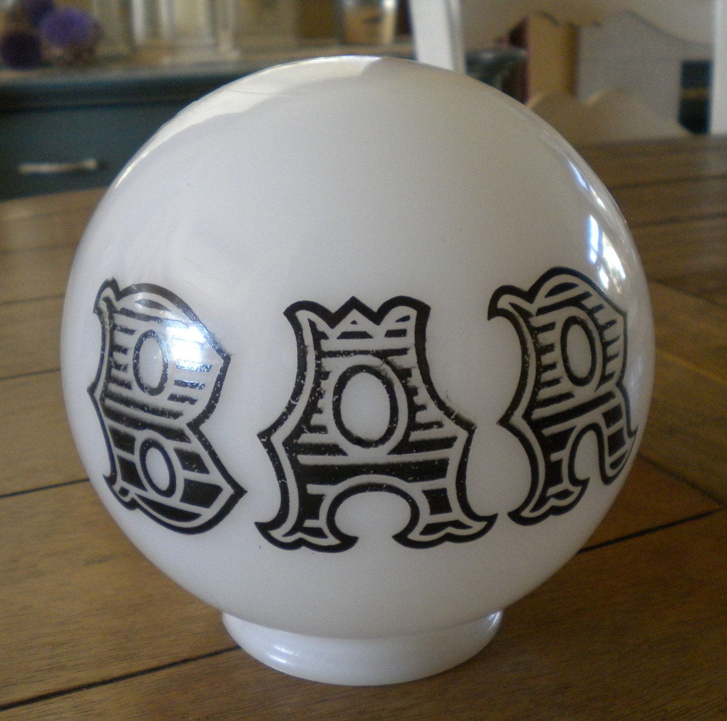 Vintage 6 Milk Glass Globe Shade BAR Lamp