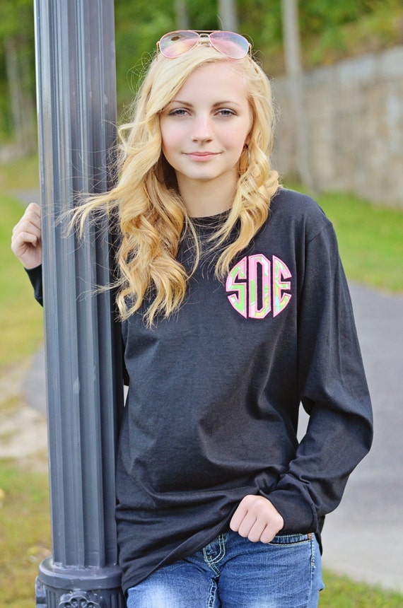 Lilly Pulitzer long sleeve circle monogram t-shirt by memoandmom