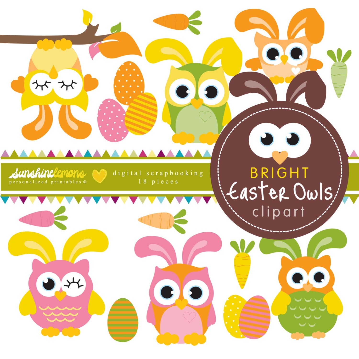 Bright Easter Owls Clipart Owl Clipart Easter by ...