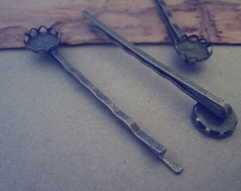 10pcs antique bronze long hair clips/hair pins 10mm