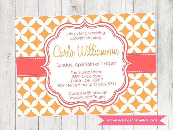 Wedding Shower Invitation - Printable Shower Themed Pixie Invite - Colors and Text Customizable Il_570xn