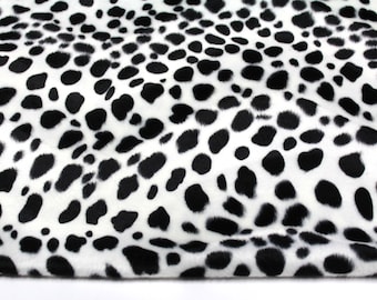Black and White Animal Dalmatian Faux Fur Fabric, Black and White Spots Fabric
