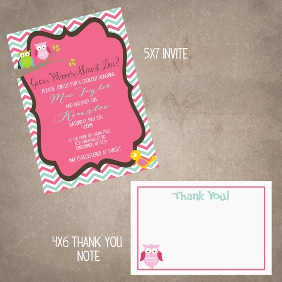 Look Who's Having a Baby/birthday Invite and thank you note combo-Print your own Il_570xn
