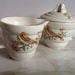 Art Deco Creamer Sugar Cross-Stitch Cockatoo Leigh Ware 1920's