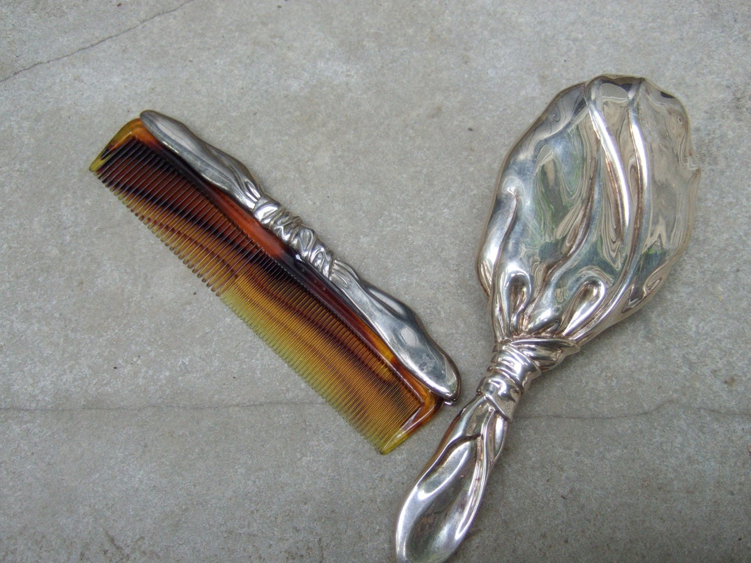 Ornate Silver Metal Hair Brush & Comb Set by worldmarketproductio