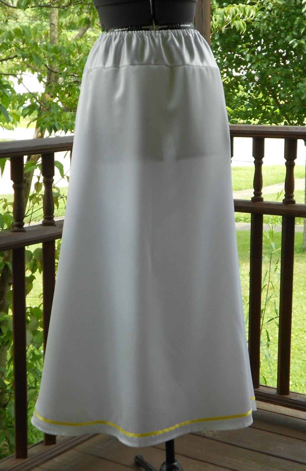 Long White Satin Elastic Waist Skirt Only One by WendaLynneDesigns