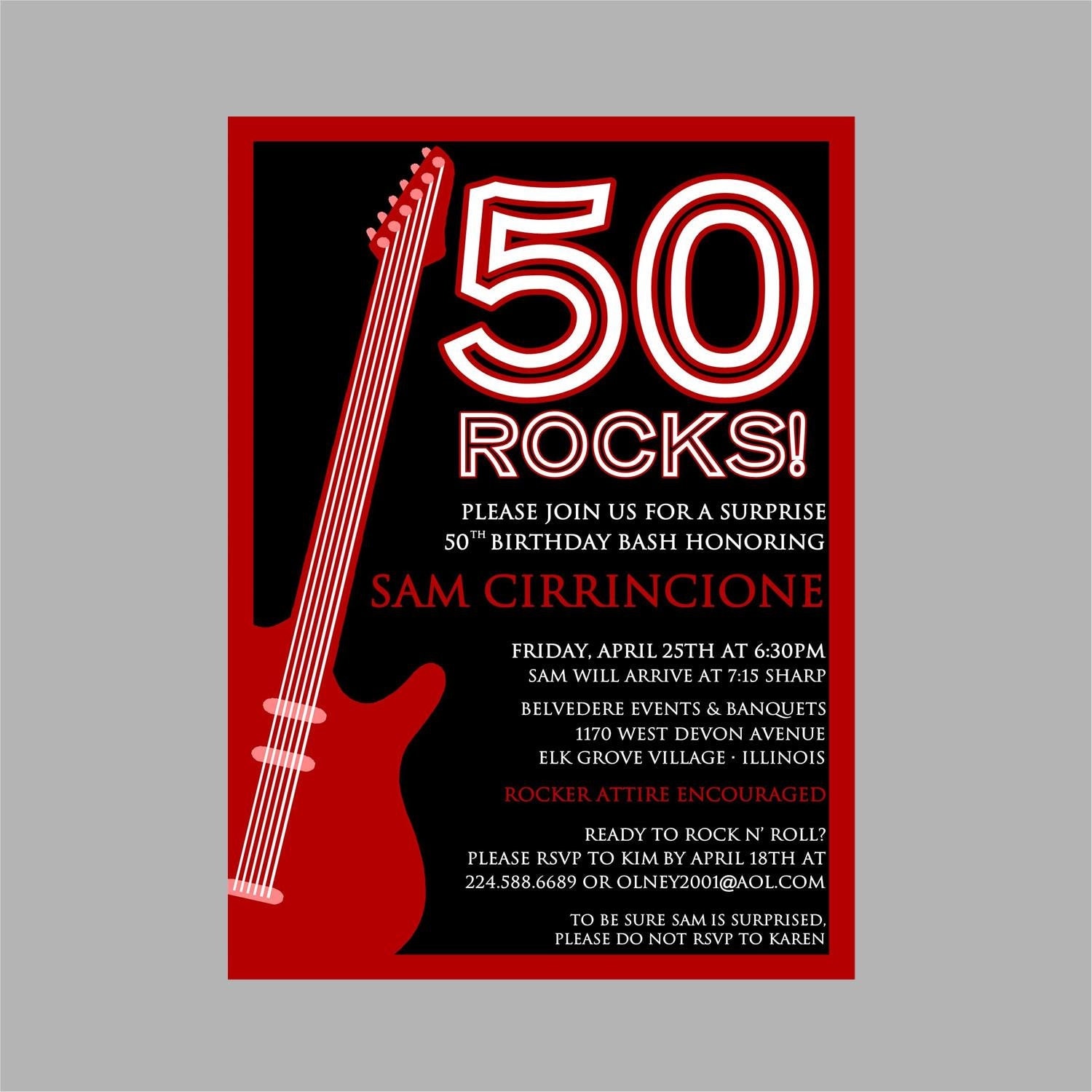 Rock And Roll Party Invitations 2