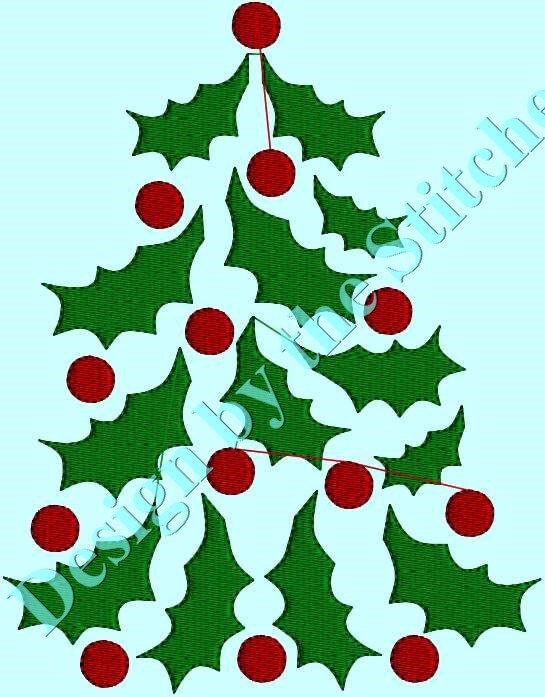 Christmas Tree Holly Berry Tree Holly by DesignByTheStitches