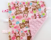 Baby Gift for Girl Monkey Tag Blanket Baby Girl Gift