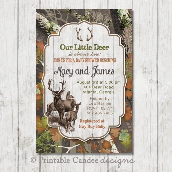 Items similar to Deer Hunting Baby Shower Invitation - DIY Printable on ...