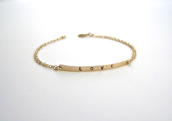 Gold name bar bracelet Clearance