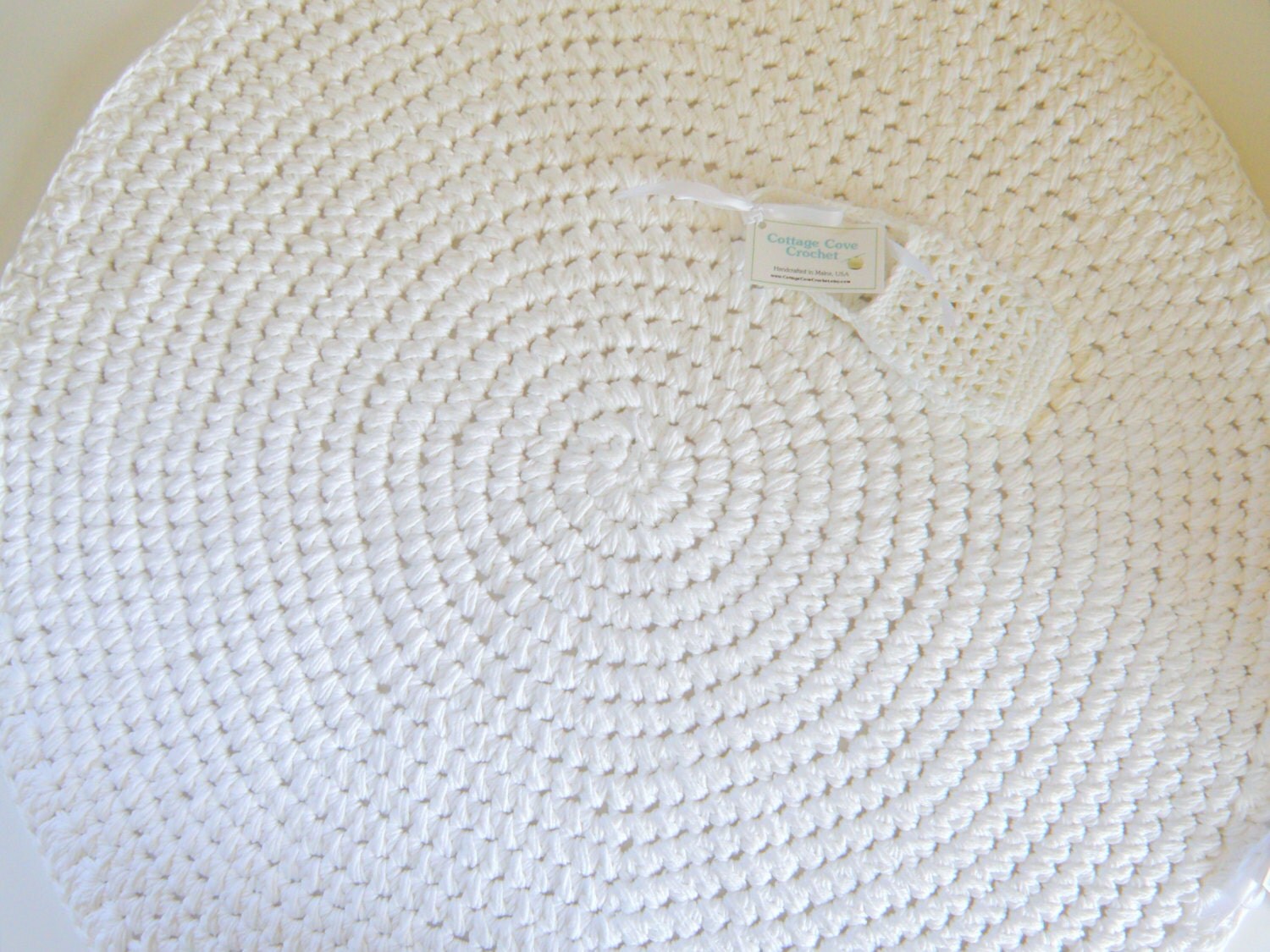 Crocheted Round Bath Rug Very Thick and by CottageCoveCrochet