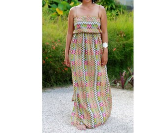 Chevron prints sundress, womens maxi dress, everyday wear, beach outfit