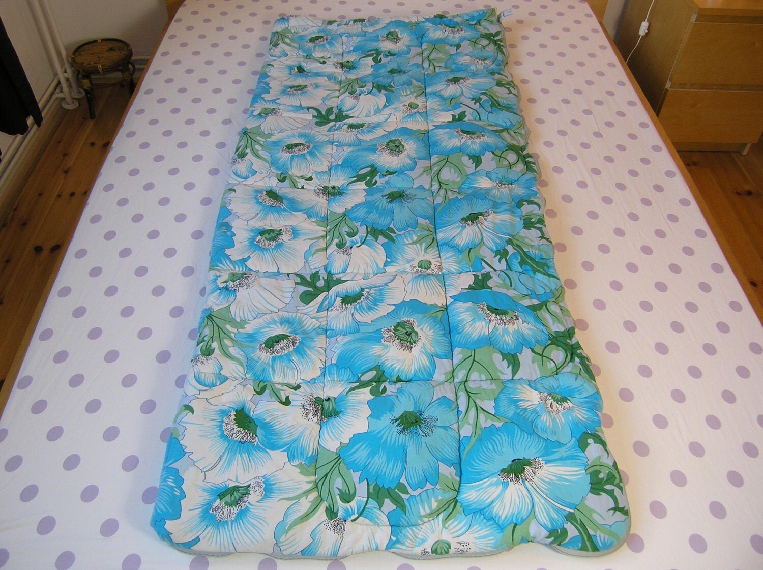 1960s 1970s Quilt Sleeping Bag Funky Floral Sleeping Bag