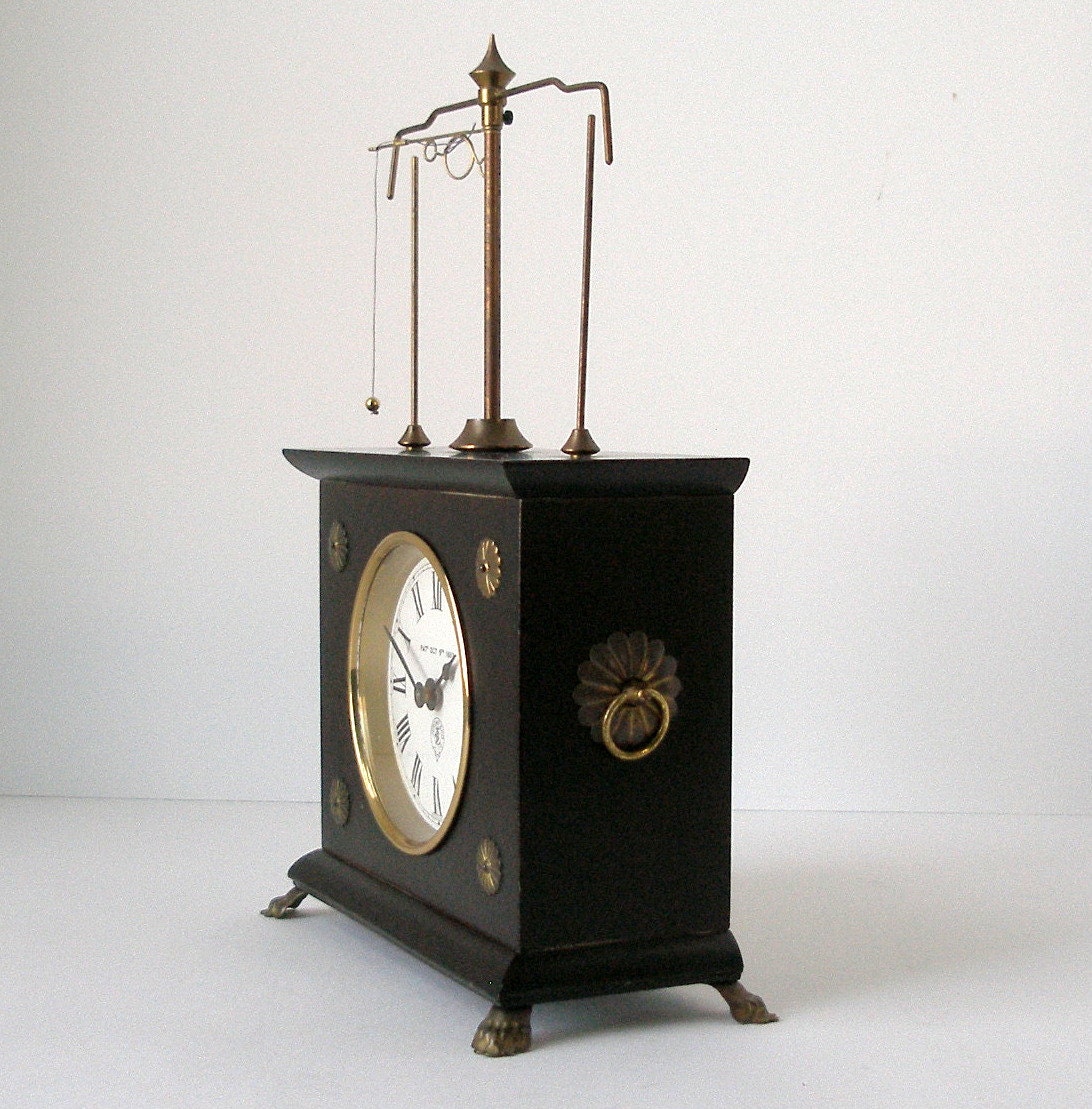 70s Horolovar Ignatz Flying Pendulum Clock Ebony Regency Style