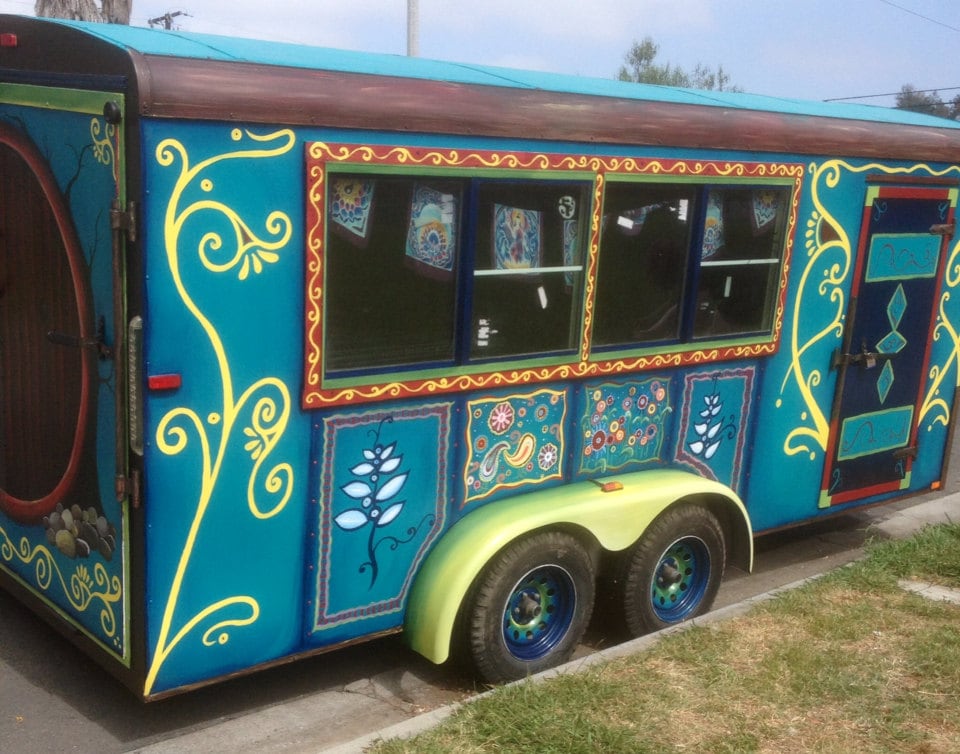 Custom painted gypsy wagon. Gypsy caravan. Custom painted