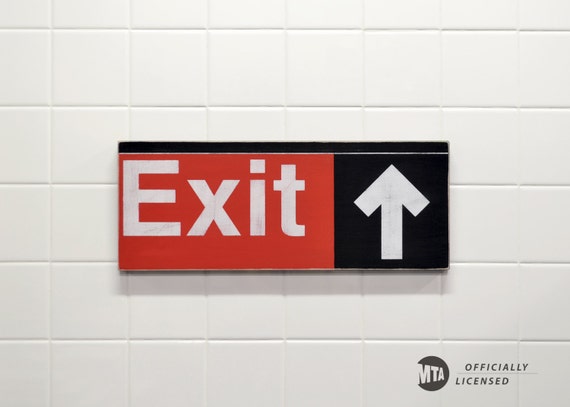 New York Subway Exit Sign - Hand Painted on Wood