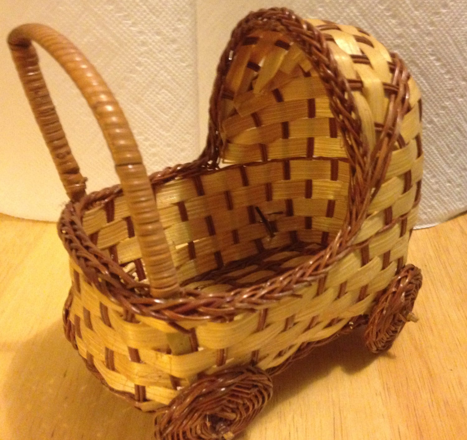 Wicker Baby Carriage Basket by kaleidoscopetreasure on Etsy