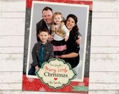 Christmas Photo Card - 5x7 printable download - Merry Little Christmas, Vintage, Shabby Chic, Fully Customizable Il_170x135