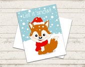 Christmas Greeting Card - Let it SNOW - Cozy Fox - 5.5"X4.25" - Illustration- Folded Card Il_170x135