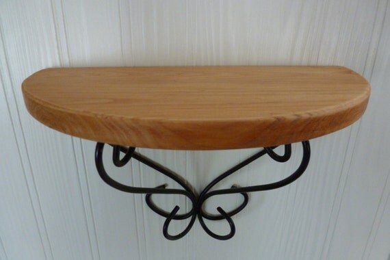 Vintage Wall Shelf Wood Metal Half Round Shelves Home