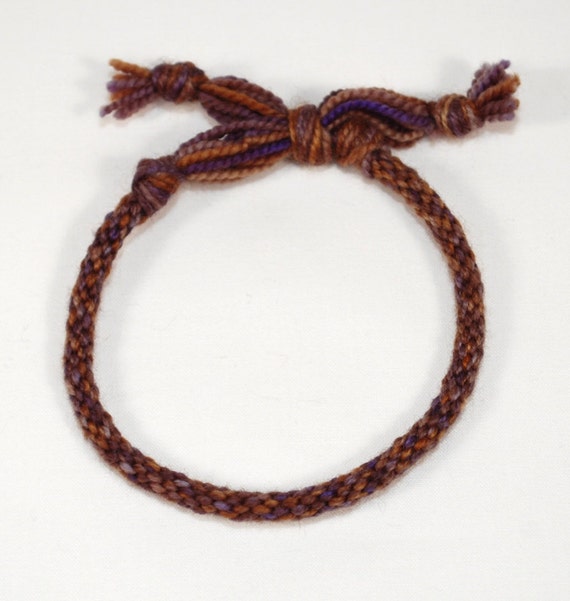Kumihimo Bracelet Mens Jewelry Merino Wool Soft Fiber Brown