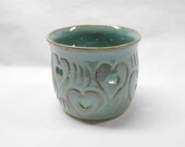 Pottery Candle Holder, Ceramic Candle Holder, Luminaries with Hearts, Pottery Orchid Planter, Orchid Planter, Small in Turquoise