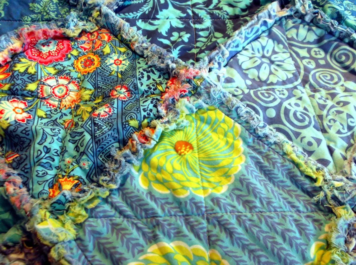 Rag Blanket Adult Teen or Child's Quilt All Blue