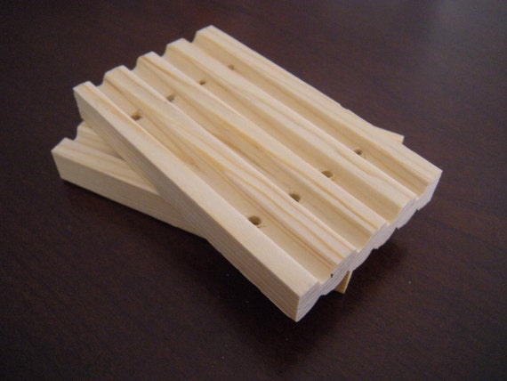 Handmade Fluted Wooden Soap Tray - Wood Dish for proper drainage for all soaps - single or wholesale