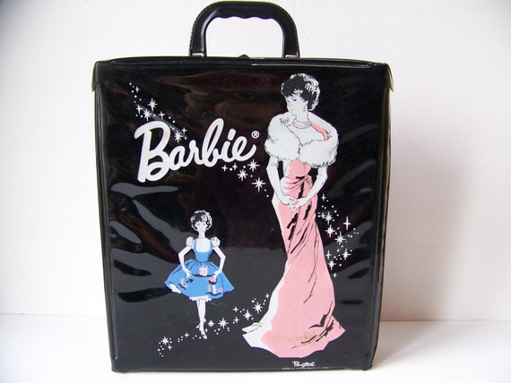 Vintage 1962 Barbie Doll Black Case. Barbie Doll Accessories.