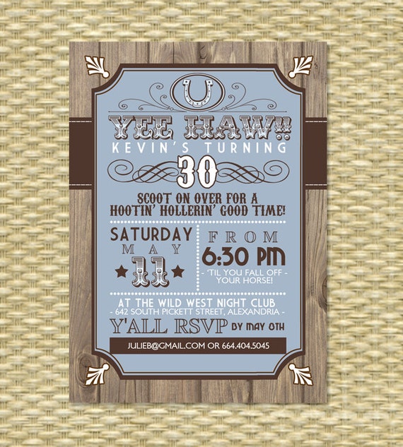 Country Western Birthday Invitations 3