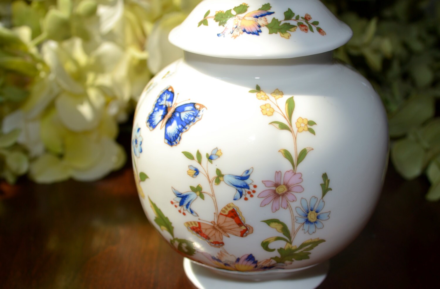 Aynsley Fine Bone China Ginger Jar with Lid Cottage Garden