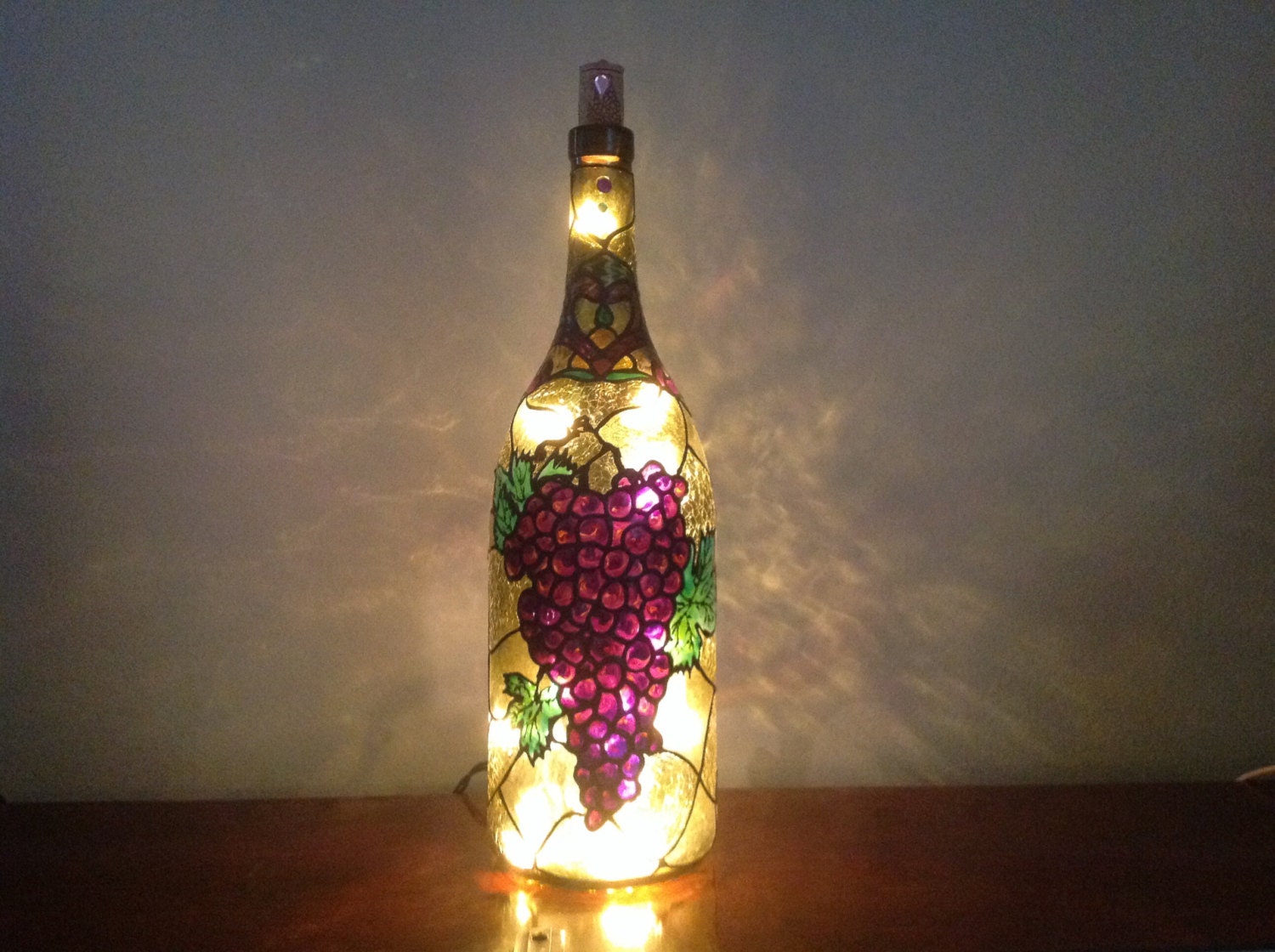 Beautiful Stained Glass Look Wine Bottle By Winebottlelampsnmore